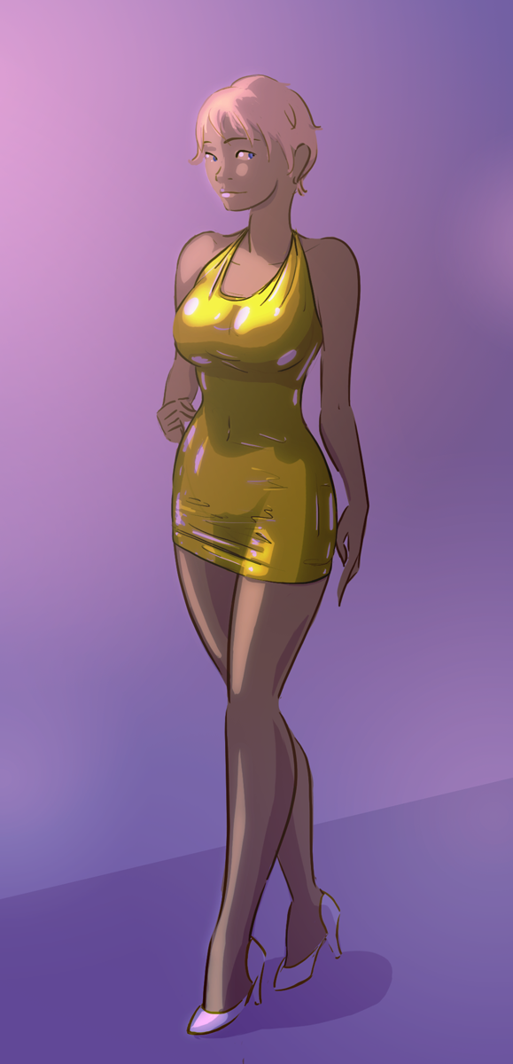 SatinMinions Gold Dress Pinup